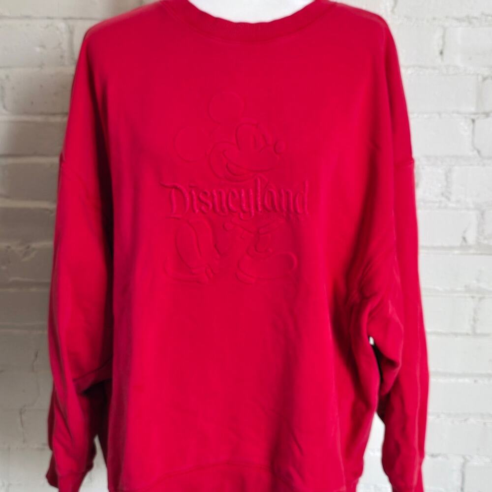 Disneyland Red Pullover Sweatshirt Mickey Mouse Graphic┃Kidcore Plus Size 1X